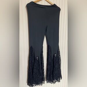 Black Lace Flare Pants